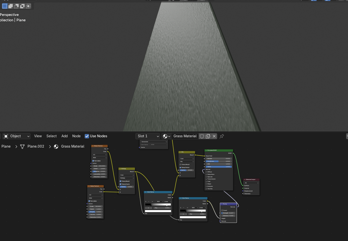 Blender shader node setup for stylized grass material
